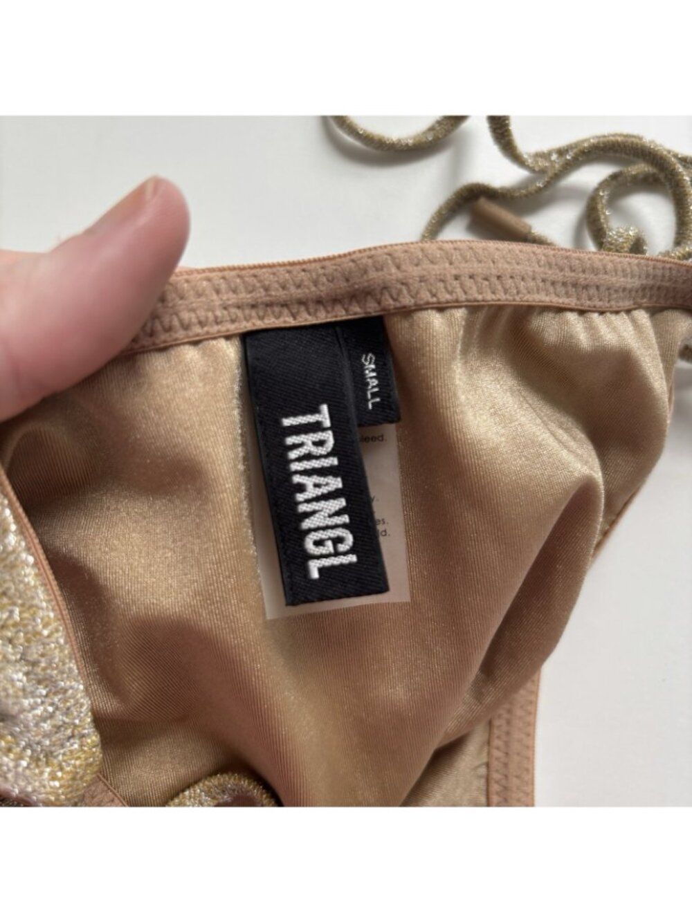 Triangl Vinca Gold Sparkle Side Tie Bikini Bottom Small - Picture 4 of 6